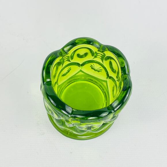 Vintage L.E. Smith Glass Green Moon & Stars Toothpick Holder / Votive - Picture 3 of 4